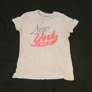 Aeropostale White and Red Short Sleeve Tee